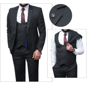 black suit with waist coat